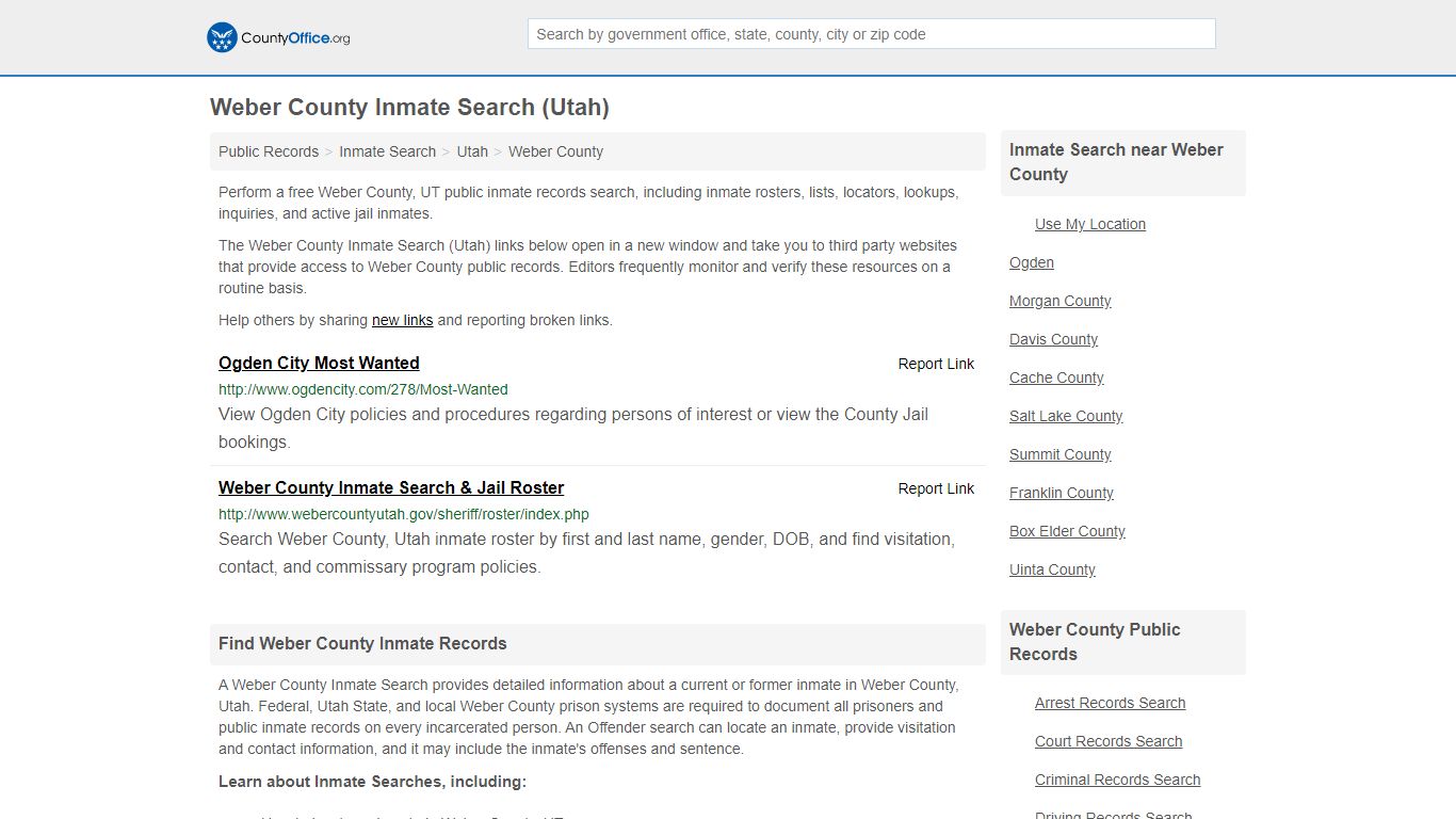 Inmate Search - Weber County, UT (Inmate Rosters & Locators)